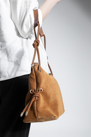 Kadın Hakiki Deri Omuz Çantası Teroze - Taba Süet