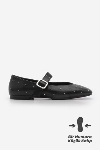 Kadın Zımbalı Babet Velona - Siyah