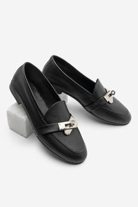 Kadın Loafer Hakiki Deri Tokalı Günlük Ayakkabı Nador - Siyah