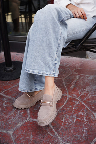 Kadın Loafer  Zincirli Günlük Ayakkabı Zolez - Vizon