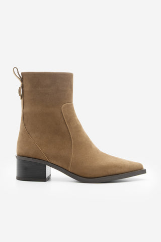 Kadın Sivri Burun Topuklu Bot Kenor - Taba Süet
