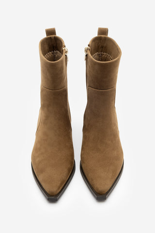 Kadın Sivri Burun Topuklu Bot Kenor - Taba Süet