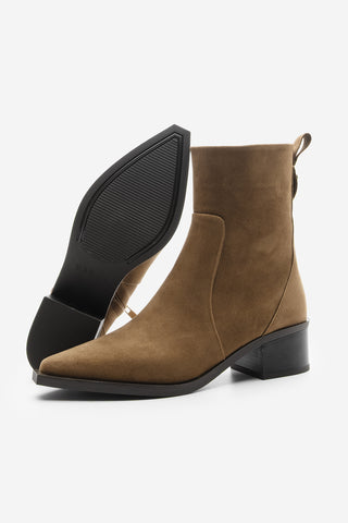 Kadın Sivri Burun Topuklu Bot Kenor - Taba Süet