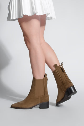 Kadın Sivri Burun Western Bot Mirona - Taba Süet
