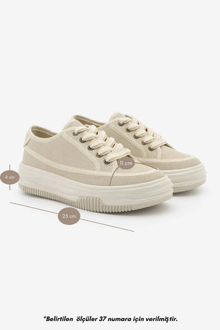 Kadın Sneaker  Spor Ayakkabı Kotnel - Bej Süet