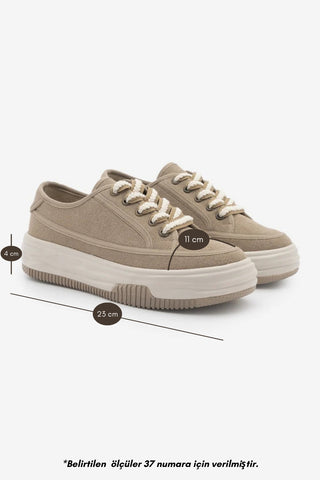 Kadın Sneaker  Spor Ayakkabı Kotnel - Camel Süet