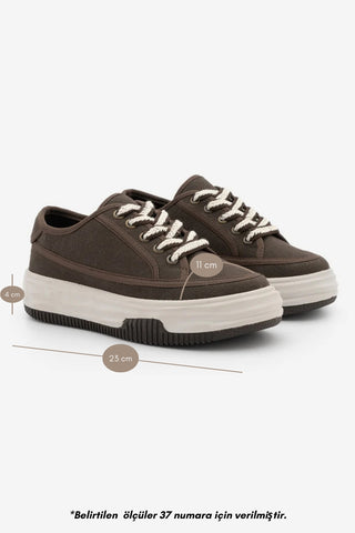 Kadın Sneaker  Spor Ayakkabı Kotnel - Kahve Keten