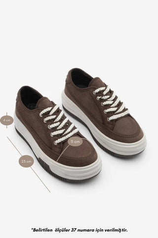 Kadın Sneaker  Spor Ayakkabı Kotnel - Kahve Süet