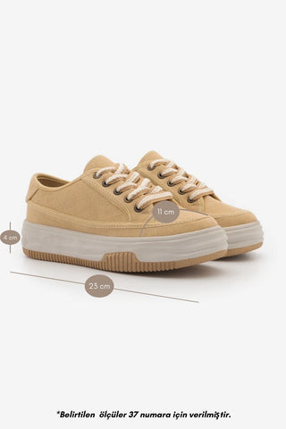 Kadın Sneaker  Spor Ayakkabı Kotnel - Sarı Keten