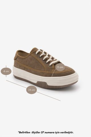 Kadın Sneaker  Spor Ayakkabı Kotnel - Tütün Kahve Süet
