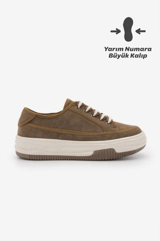 Kadın Sneaker  Spor Ayakkabı Kotnel - Tütün Kahve Süet