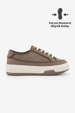 Kadın Sneaker Kalın Taban Spor Ayakkabı Kotnel - Vizon