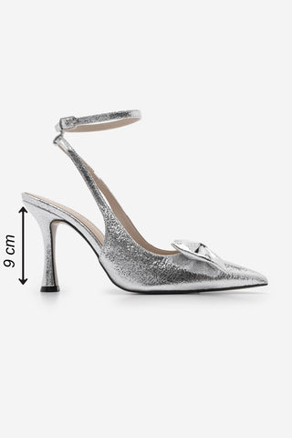 Kadın Stiletto Fiyonklu Topuklu Ayakkabı Laverta - Gümüş