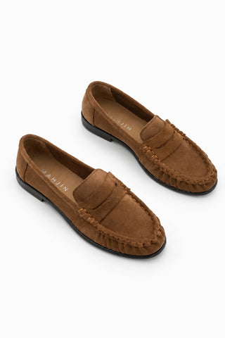 Kadın Hakiki Deri Büzgülü Makosen Loafer Günlük Ayakkabı Lefora - Camel Süet