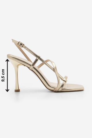 Kadın Küt Burun Bantlı Topuklu Sandalet Yonsa - Altın