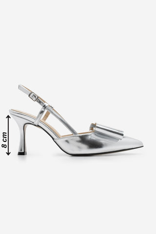 Kadın Stiletto Fiyonklu Topuklu Ayakkabı Losi - Gümüş