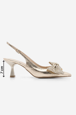 Kadın Stiletto Fiyonklu Topuklu Ayakkabı Lupeni - Altın
