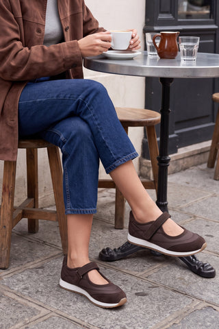 Kadın Bantlı Mary Jane Günlük Spor Babet Sneaker Leris - Kahve