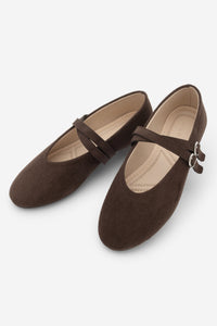 Kadın Çapraz Bantlı Babet Niroza - Kahve Süet