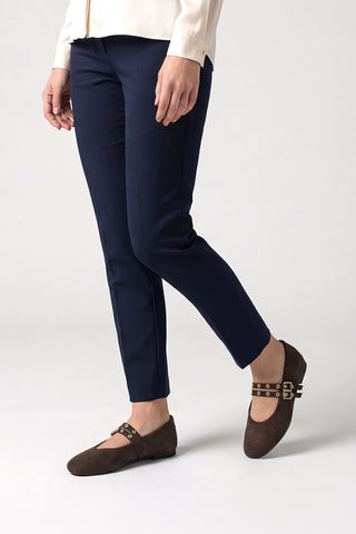 Kadın Çift Bantlı Babet Bekosa - Kahve Süet