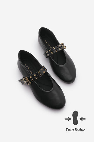 Kadın Çift Bantlı Babet Bekosa - Siyah