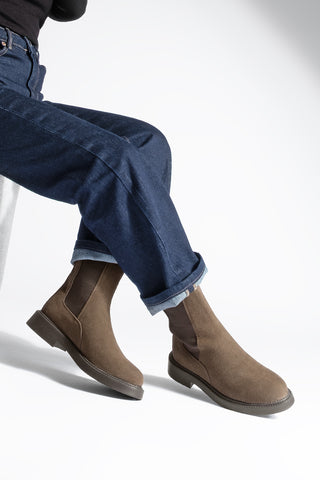 Kadın Lastikli Günlük Bot Panve - Kahve Süet