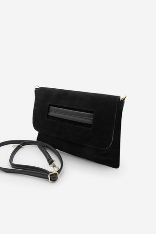 Kadın El ve Omuz Çantası Sonira - Siyah Süet