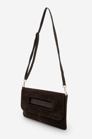 Kadın El ve Omuz Çantası Sonira - Kahve Süet