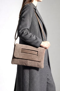 Kadın Clutch & Portföy El ve Omuz Çantası Sonira - Vizon Süet