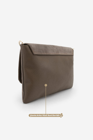 Kadın El ve Omuz Çantası Sonira - Vizon Süet