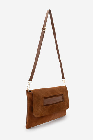 Kadın El ve Omuz Çantası Sonira - Taba Süet