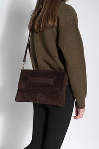 Kadın El ve Omuz Çantası Sonira - Kahve Süet