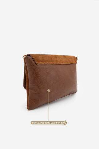 Kadın El ve Omuz Çantası Sonira - Taba Süet