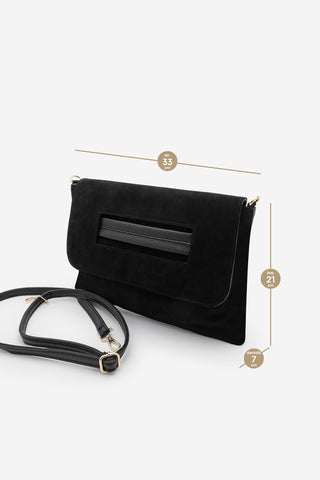 Kadın El ve Omuz Çantası Sonira - Siyah Süet