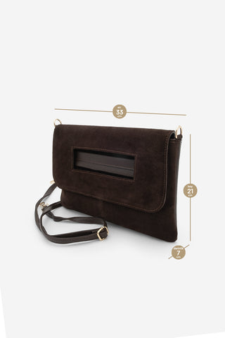 Kadın El ve Omuz Çantası Sonira - Kahve Süet