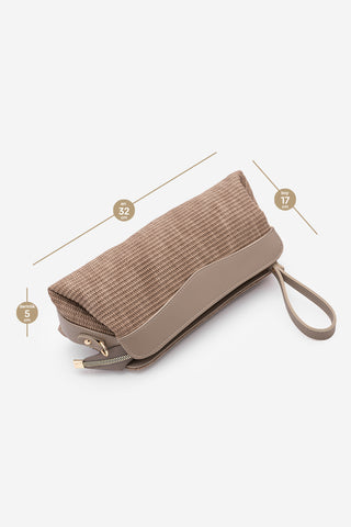 Kadın Hasır Görünümlü Clutch & Portföy El Ve Omuz Çantası Amarte - Vizon