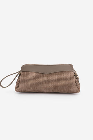 Kadın Hasır Görünümlü Clutch & Portföy El Ve Omuz Çantası Amarte - Vizon