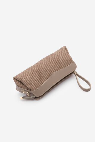 Kadın Hasır Görünümlü Clutch & Portföy El Ve Omuz Çantası Amarte - Vizon