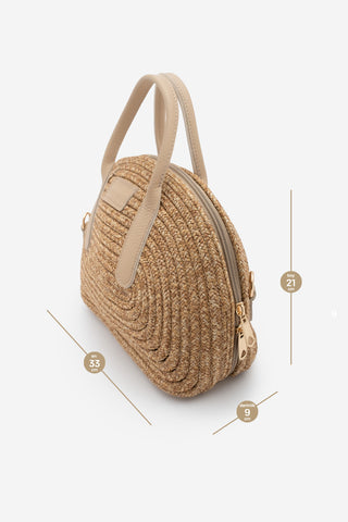 Kadın El Örgüsü El Ve Omuz Çantası Soper - Bej Hasır