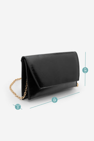 Kadın Gold Zincirli Abiye Clutch & Portföy El Ve Omuz Çantası Noreva - Siyah