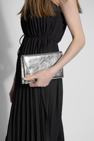 Kadın Gold Zincirli Abiye Clutch & Portföy El Ve Omuz Çantası Noreva - Gümüş