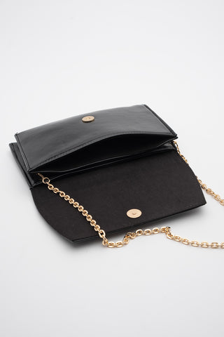 Kadın Gold Zincirli Abiye Clutch & Portföy El Ve Omuz Çantası Noreva - Siyah