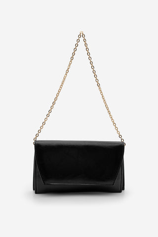 Kadın Gold Zincirli Abiye Clutch & Portföy El Ve Omuz Çantası Noreva - Siyah