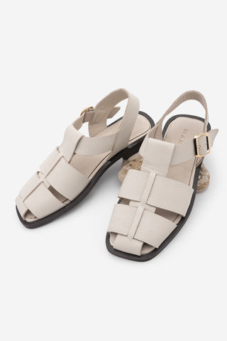 Kadın Hakiki Deri Bantlı Günlük Sandalet Ronima - Ekru