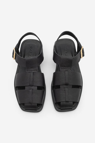 Kadın Hakiki Deri Bantlı Günlük Sandalet Ronima - Siyah