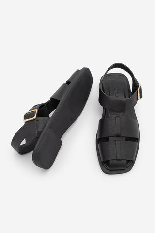 Kadın Hakiki Deri Bantlı Günlük Sandalet Ronima - Siyah