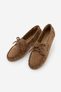 Kadın Hakiki Deri Büzgülü Loafer Günlük Ayakkabı Rudez - Camel Süet