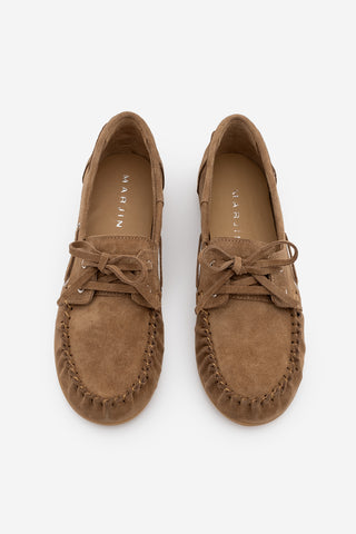 Kadın Hakiki Deri Büzgülü Loafer Günlük Ayakkabı Rudez - Camel Süet