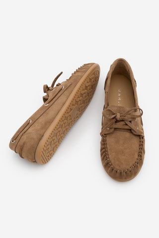 Kadın Hakiki Deri Büzgülü Loafer Günlük Ayakkabı Rudez - Camel Süet