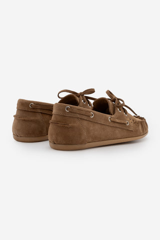Kadın Hakiki Deri Büzgülü Loafer Günlük Ayakkabı Rudez - Camel Süet